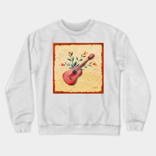 Vintage guitar and flowers Crewneck Sweatshirt